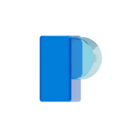 azul vidro estilo 3d carta p png