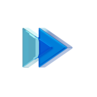 Blue Glass style 3d sign right double arrow png