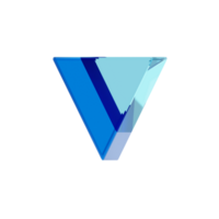 Blue Glass style 3d letter V png