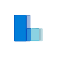 Blue Glass style 3d letter L png