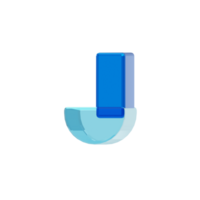 Blue Glass style 3d letter J png