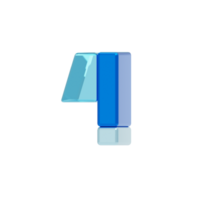 Blue Glass style 3d number four png