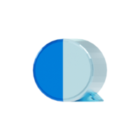 Blue Glass style 3d letter Q png