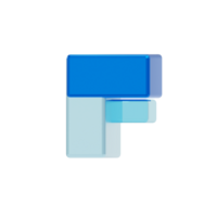 Blue Glass style 3d letter F png