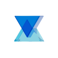 Blue Glass style 3d letter X png