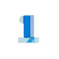 Blue Glass style 3d number 1 png