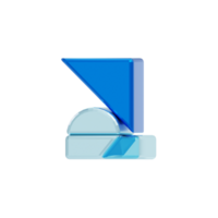 Blue Glass style 3d number 2 png