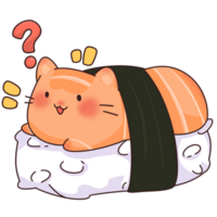 Cute cat on the sushi png