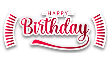 Happy birthday red typography text with balloons png