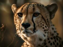 Cheetah portrait close up created with Generative AI technology photo