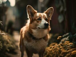 Corgi dog created with Generative AI technology photo
