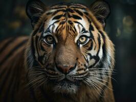 Tiger portrait created with Generative AI technology photo