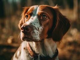 Brittany dog created with Generative AI technology photo