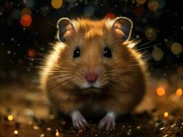 Hamster portrait created with Generative AI technology photo
