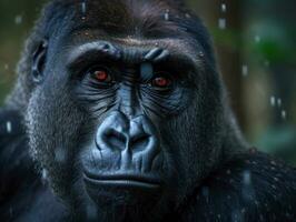 Gorilla monkey portrait created with Generative AI technology photo