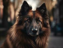 Belgian Tervuren dog created with Generative AI technology photo