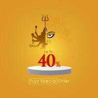 Goddess Maa Durga Face in Happy Durga Puja, Dussehra, and Navratri Celebration Concept for Web Banner, Poster, Social Media Post, and Flyer Advertising Durga Puja Sale Banner Festival offer, Discount, vector