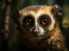Loris monkey portrait created with Generative AI technology photo