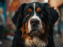 Bernese Mountain dog created with Generative AI technology photo