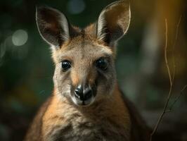 Wallaby portrait created with Generative AI technology photo