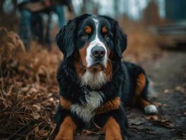 Bernese Mountain dog created with Generative AI technology photo