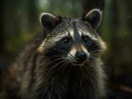 Racoon portrait created with Generative AI technology photo