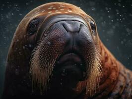 Walrus portrait created with Generative AI technology photo