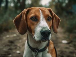 American Foxhound dog created with Generative AI technology photo