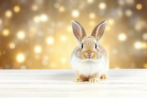 Close-up of cute rabbit with beautiful bokeh background, Generative AI illustration photo