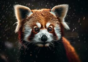 Red panda portrait created with Generative AI technology photo