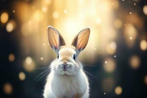 Close-up of cute rabbit with beautiful bokeh background, Generative AI illustration photo