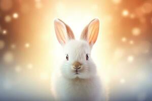 Close-up of cute rabbit with beautiful bokeh background, Generative AI illustration photo