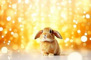 Close-up of cute rabbit with beautiful bokeh background, Generative AI illustration photo
