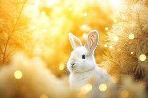 Close-up of cute rabbit with beautiful bokeh background, Generative AI illustration photo