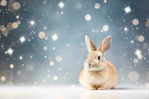 Close-up of cute rabbit with beautiful bokeh background, Generative AI illustration photo