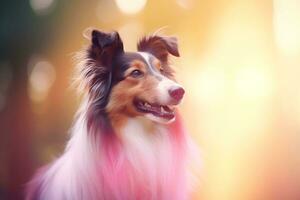 Close-up of cute dog with beautiful bokeh background, Generative AI illustration photo