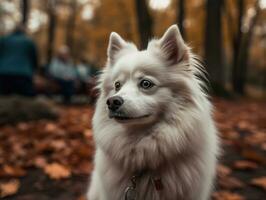 American Eskimo dog created with Generative AI technology photo