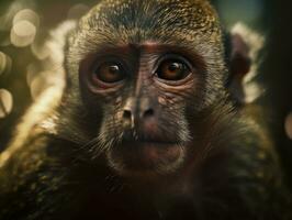 Monkey portrait created with Generative AI technology photo