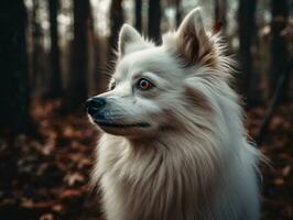 American Eskimo dog created with Generative AI technology photo