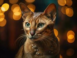 oriental gato retrato cerca arriba creado con generativo ai tecnología foto