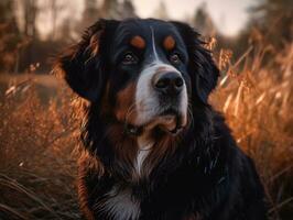 Bernese Mountain dog created with Generative AI technology photo