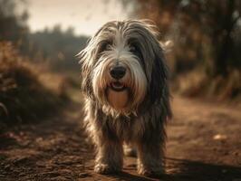 Bearded Collie dog created with Generative AI technology photo