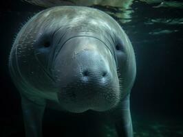 Dugong portrait created with Generative AI technology photo