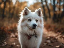 American Eskimo dog created with Generative AI technology photo