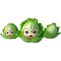 Green iceberg lettuce 3D illustration. AI Generative png