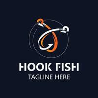 Hook Fishing logo simple and modern vintage rustic vector design style template illustration