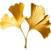 gouden ginkgo blad. ai generatief png