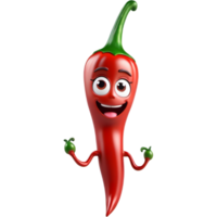 Red chili 3D illustration isolated. AI Generative png