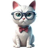 Hipster Comic Character Cat. AI Generative png