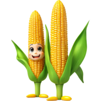 Yellow corn 3D illustration. AI Generative png